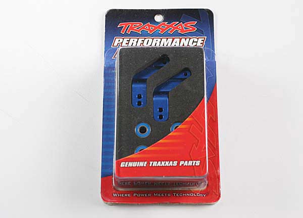 Stub axle carriers, Rustler/Stampede/Bandit (2), 6061-T6 aluminum (blue-anodized)/ 5x11mm ball bearings (4)